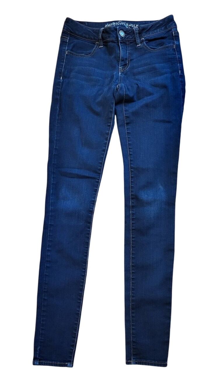 American Eagle Outfitters Women Size 4 Jeans Super Stretch Jegging Blue Denim